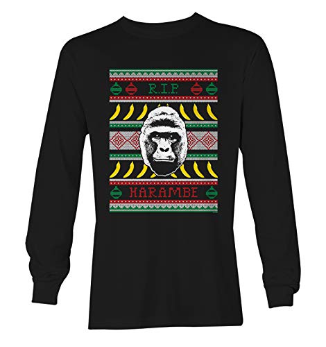 Rip Harambe Christmas Sweater - Never Forget Unisex Long Sleeve Shirt (Black, Large)
