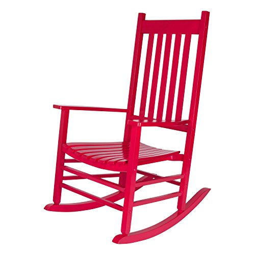 Shine Company Vermont Porch Rocker, High Back Wood Rocking Chair, Chili Pepper
