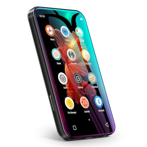 TIMMKOO 72GB MP3 Player with Bluetooth, 4.0' Full Touchscreen Mp4 Mp3 Player with Speaker, Portable HiFi Sound Mp3 Player with Bluetooth, Voice Recorder, E-Book, Supports up to 512GB TF Card (Black)