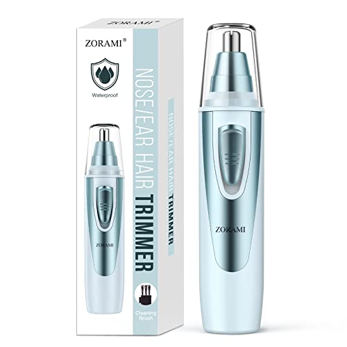 Ear and Nose Hair Trimmer Clipper - 2023 Professional Painless Eyebrow & Facial Hair Trimmer for Men Women, Battery-Operated Trimmer with IPX7 Waterproof, Dual Edge Blades for Easy Cleansing Blue