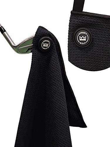 Magnetic Golf Towel for Golf Bags - Microfiber Golf Towels for Men & Women - Waffle Golf Bag Towel with Magnet (Black)