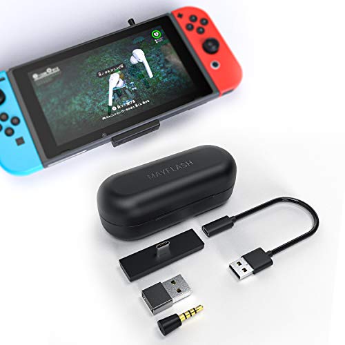 MAYFLASH PodsKit Bluetooth Adapter for Switch, PS4 and PC, Dual Stream Bluetooth Wireless Audio Transmitter with aptX Low Latency.