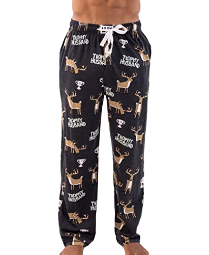 Lazy One Pajama Pants for Men, Men's Separate Bottoms, Lounge Pants, Animal, Buck, Deer, Hunting (Trophy Husband, Large)