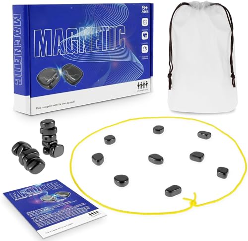 2024 New Magnetic Chess Game Set with Rocks,Fun Table Top Multiplayer Magnetic Chess Game with Stones,Magnet Game with String,Magnet Chess Game,Cluster Game for Kids Adult Board Games (A)