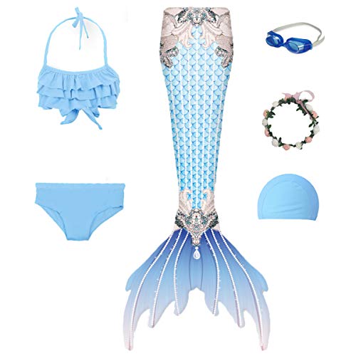 Gesikai01 Girl's 6PCS Sets Mermaid Tails Swimming Costume Swimsuit, E315, 7-8 Years