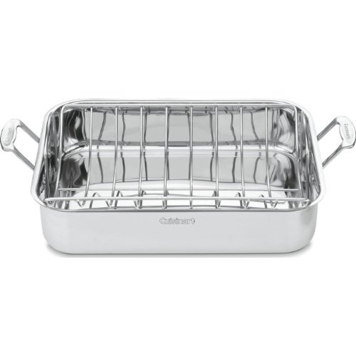 Cuisinart 16-Inch Roaster, Chef's Classic Rectangular Roaster with Rack, Stainless Steel, 7117-16URP1