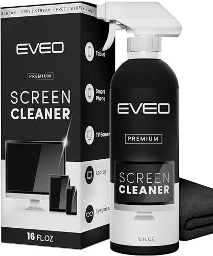 Screen Cleaner Spray (16oz) - Large Screen Cleaner Bottle - TV Screen Cleaner, Computer Screen Cleaner, for Laptop, Phone, Ipad - Computer Cleaning kit Electronic Cleaner - Microfiber Cloth Wipes