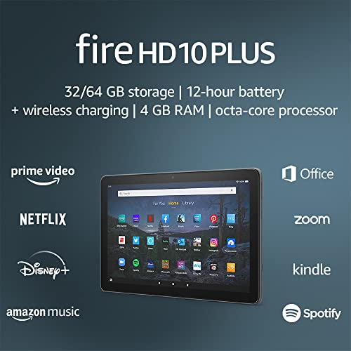 Amazon Fire HD 10 Plus tablet, 10.1', 1080p Full HD, 32 GB, (2021 release), Slate