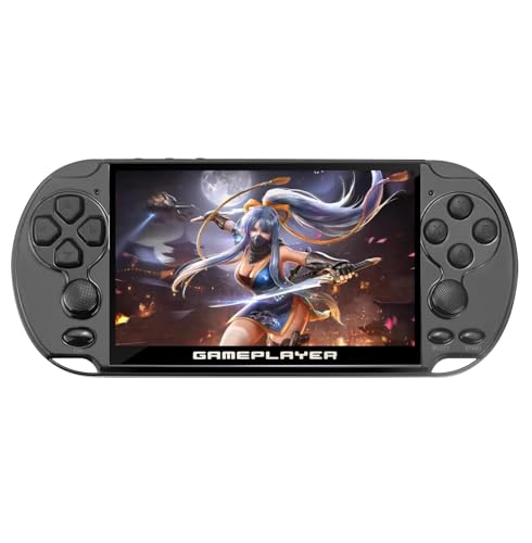 JXD Multifunctional Video Game Console 5.1 inch 7500 Free Retro Games Handheld Game Console Portable Pocket Children's Game Player Mini Arcade Emulator Device mp3/4 Holiday (Black)