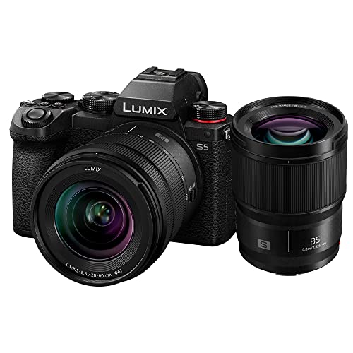 Panasonic LUMIX S5 Full Frame Mirrorless Camera, 4K 60P Video Recording with S 20-60mm F3.5-5.6 Lens Kit (DC-S5KK) + S 85mm F1.8 L Mount Interchangeable Lens (S-S85) Black