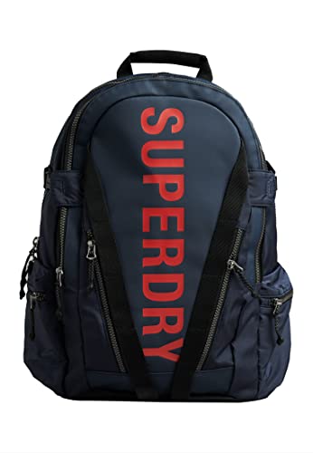 Superdry Mens Mountain Tarp Graphic Backpack, Soft-Touch Grab Handle Deep Navy Size One Size