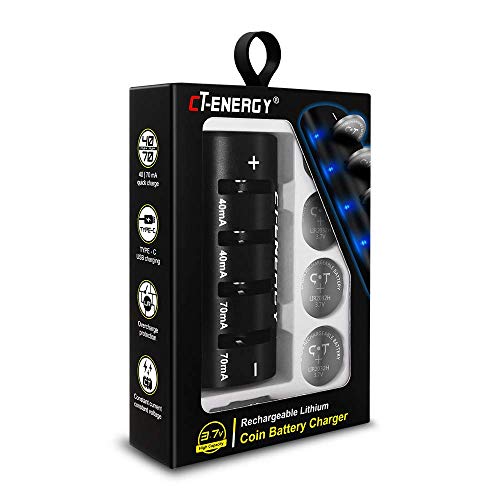 LIR2032 Rechargeable Battery Charger with High Capacity 3.7V 70mA 4pcs Button Batteries Can Replace Coin Cell Lithium ML2032