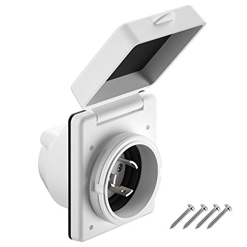 Kohree 30 Amp RV Plug Twist Lock Inlet, NEMA L5-30P Shore Power Inlet Plug with 3 Stainless Steel Pins and Screws, 125V RV Power Receptacle for Marine Boat Trailer Camper Shed, ETL Listed