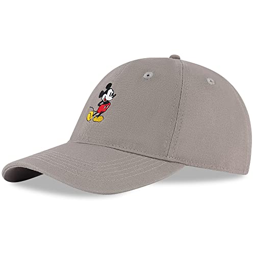 Disney Men's Baseball Cap, Mickey Mouse Adjustable Hat for Adult, Warm Grey, One Size