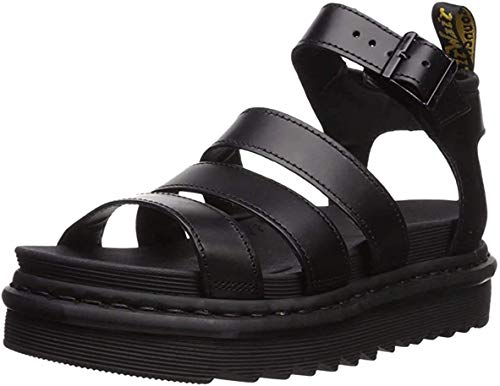 Dr. Martens Women's Blaire Sandal, Black Brando Leather, 7