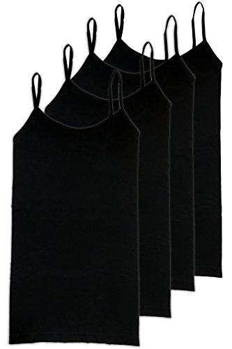 HL California Camisole Tanks 4 Way Stretch Seamless Basic Layering Top Pack of 4 (4PK Black)