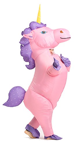 GOPRIME Unicorn Costume, Inflatable, Blow Up Suit, Adult Size (Pink)