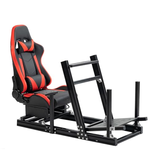 Marada Racing Simulator Cockpit Frame with Adjustable Aluminum Fit for Logitech/Thrustmaster/Fanatec/Moza/PXN G29 G920,Racing Wheel Stand with Seat,electronic devices Not Included