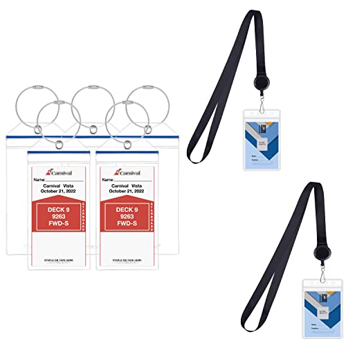 Wisdompro 5 Pack Cruise Luggage Tags and 2 Pack Lanyard for Cruise Card Holder Bundle