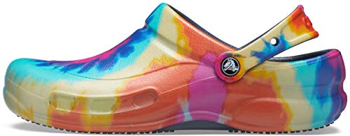 Crocs Unisex Bistro Graphic Clogs, Slip Resistant Work Shoes, Tie Dye/Navy, 7 US Men