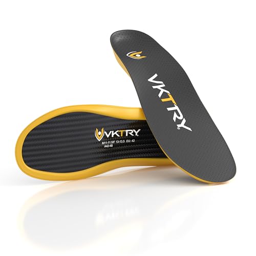 VKTRY Gold Performance Insoles–Customized Carbon Fiber Inserts, Non-Cleated Shoes–Basketball, Volleyball, Racquet Sports, Running & More–Run Faster, Jump Higher, Recover Quicker, Protect from Injury