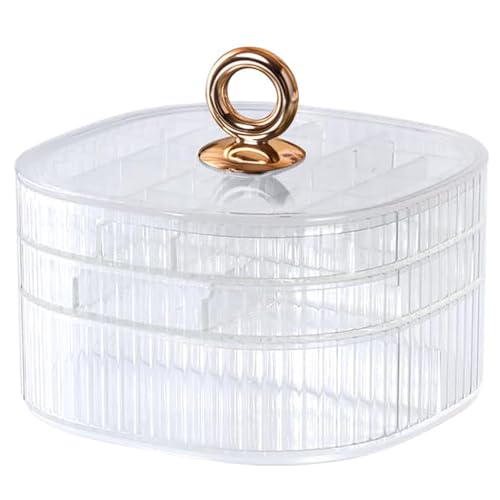 HALAFE Jewelry Box, 3-Layer Acrylic Jewelry Organizer with Handle, Clear Jewelry Boxes for Women Girls, Make up Organizer, Jewelry Storage Holder for Earrings, Rings, Necklaces, Bracelets (Clear)