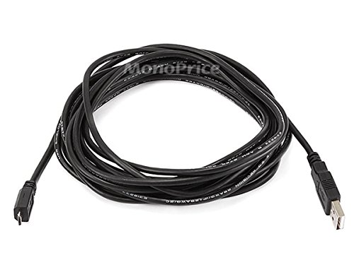 Monoprice 105138 15ft Micro USB / Micro-B 2.0 A Male to 5pin Male 28/28AWG Cable compatible with Samsung Galaxy , Note , Android, LG , HTC One,Nexus, Tablets and More!, Black