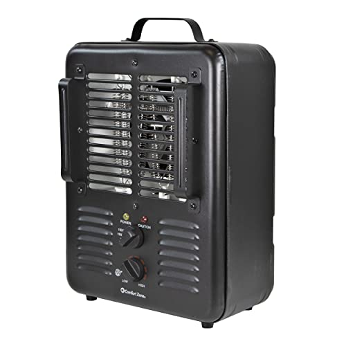 Comfort Zone CZ799BK 1,500-Watt Milkhouse Style Electric Portable Utility Heater with Adjustable Thermostat, Overheat Protection, 3-Prong Plug, and Safety Tip-Over Switch, Black