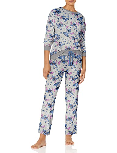Disney Women's 2-Piece Loose-fit Pajamas Set, Stitch Sky, XL