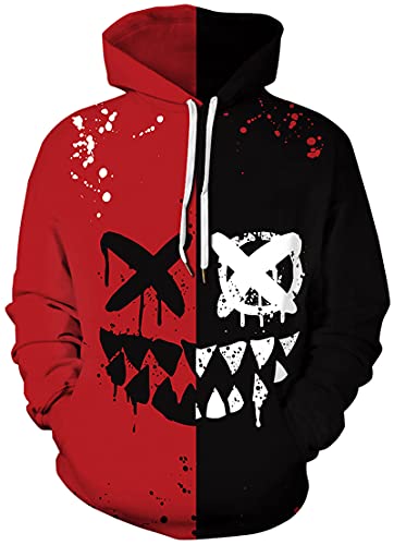 Chaos World Men's Novelty Hoodie Long Sleeves 3D Funny Graphic Print Sweatshirt Pullover(5X-Large,3 Black Red Wing)