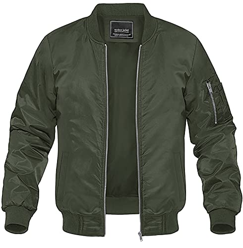 MAGNIVIT Men's Windbreaker Jacket Casual Outdoor Windproof Coat Military Jackets Army Green XL