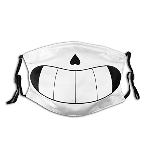 KEONSEN Sans Undertale Pixel Smile Unisex Mask Cover Reusable Outdoor Adjustable Dust Protection Face Decoration Black