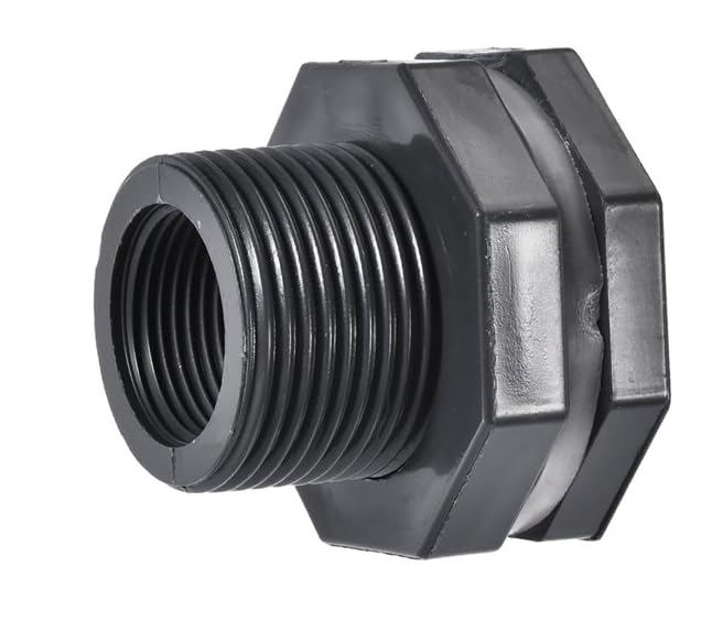 Black PVC Bulkhead Fitting for Rain Barrels, Aquariums, Water Tanks (3/4 Inch) Bulkhead Fitting PVC Fittings Pipe Fittings