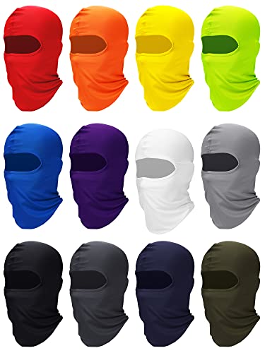 Ski Mask for Men Full Face Cover UV Sun Protection Face Mask Breathable Balaclava Mask Neck Gaiter for Outdoor Motorcycle Cycling (Bright Colors, 12 Pieces)