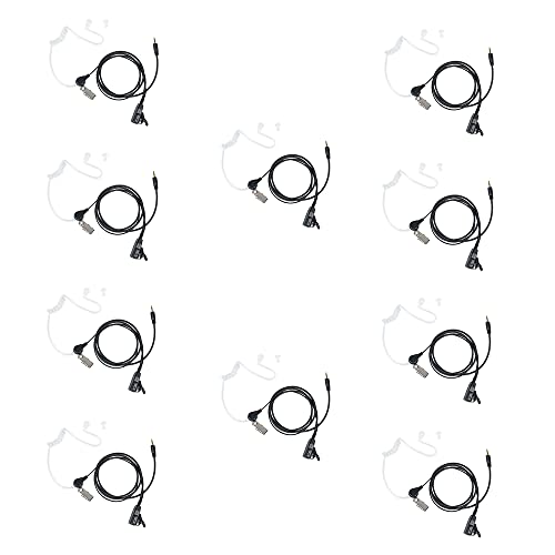 BVMAG Cobra Walkie Talkie Earpiece with Mic PTT 1 Pin Covert Acoustic Tube Earpiece for Cxt195 Cx112 PX650 Cx112 ACXT1035r ACXT145 ACXT545 RX385 RX685 Two Way Radio 10Pack