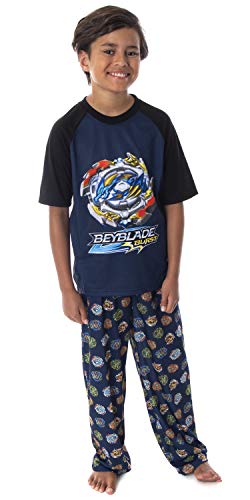 INTIMO Beyblade Burst Boys' Wizard and Spinner Tops 2 Piece Pant/Raglan Pajama Set (Medium 8)