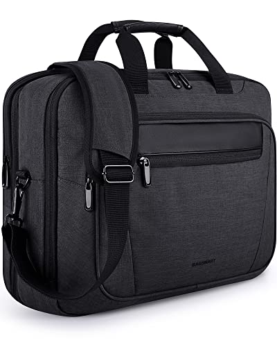 BAGSMART 17.3 Inch Laptop Bag, Expandable Computer Bag Men Women, Laptop Briefcase Laptop Shoulder Bag, Work Bag Business Travel Office - Black