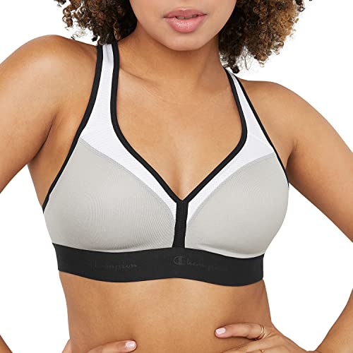 Champion womens The Curvy Sports Bra, Oxford Gray Heather/White/Black, Medium US