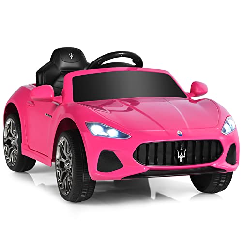 HONEY JOY Pink Ride On Car, Licensed Maserati 12V Battery Powered Electric Car for Kids with Parent Remote Control, Lights, Horn, Music, 4-Wheel Ride on Toys for Toddlers, Gift for Boys Girls (Pink)