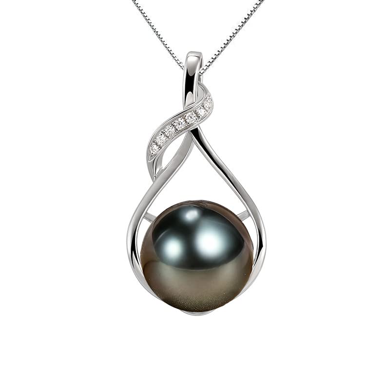 NONNYL Gifts for Women-Tahitian-Black-Pearl-Necklace-Gift for Wife Wedding Birthday Anniversary-Mom Girlfriend Her Mothers Day Valentines Day Christmas 18K Gold Plated Sterling Silver Pearl Pendant