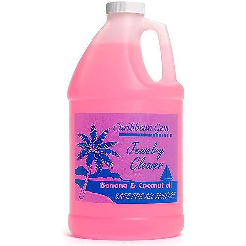 Caribbean Gem Banana & Coconut Oil Jewelry Cleaner (1/2 Gallon Refill) - Jewelry Cleaning Solution Gallon for All Gold, Silver, Diamonds, Rings, Gems & Precious Stones