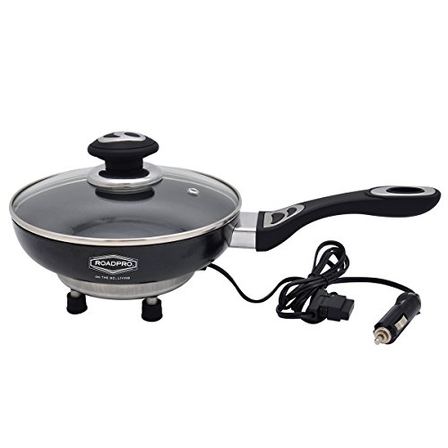 RoadPro 12V Power Supply Portable, Travel Frying Pan with Non-Stick Surface