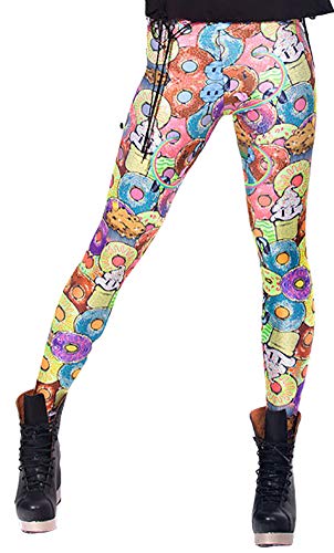 Sister Amy Girl Pure Color Digital Printted Ankle Elastic Tights Legging Z-Ice Cream