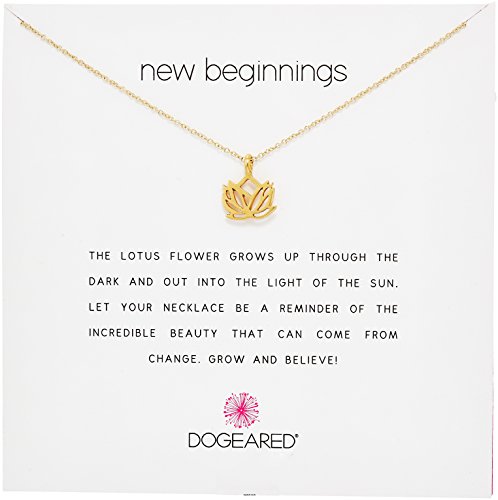 Dogeared 'Reminders' New Beginnings Rising Lotus Gold Charm Necklace, 16' W/2'