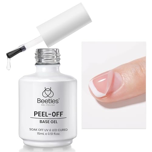 beetles Gel Polish Peel Off Base Gel, 15ml Peel off Gel Base Coat for Gel Nail Polish Soak Off UV LED Nail Lamp Peelable Base Gel No Filing Soaking-off Needed DIY Home and Nail Salon Gifts for Mom