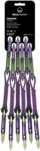 Wild Country Session Rock Climbing Quickdraw - Durable Quickdraw with Lightweight Aluminum Carabiners - Purple/Green - 6 x 12 cm