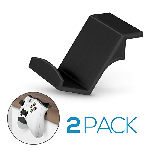 BRAINWAVZ Game Controller Desktop Stand Holder (2 Pack) for XBOX ONE 360 SWITCH PS4 STEAM PC NINTENDO, Universal Gamepad Accessories - No screws, Stick on, Black