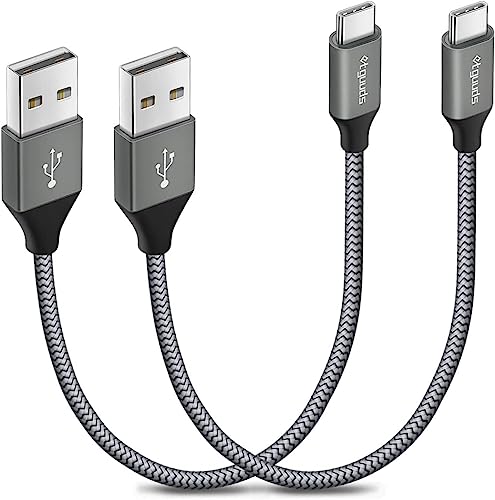 etguuds 2-Pack 1ft Short USB C Cable 4.2A Fast Charging, Nylon Braided Type C Fast Charger Cord Compatible with Samsung Galaxy S20 S10 S9 S8 Plus S10E, Note 20 10 10+ 9 8, A80 A70 A50 A40 A20 A10e