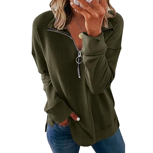 DealinM Oversized sweatshirt for women T shirts for women loose fit Workout Tops for Women Womens Tops Cotton Long Sleeve Shirt Women College Hoodies Sweatshirts for Womenï¼ˆ1-Army Green,Smallï¼‰