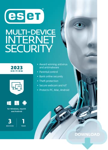 ESET Multi-Device Internet Security | 2023 Edition | 3 Devices | 1 Year | Antivirus Software | Parental Control | Privacy | IOT Protection | Digital download [PC/Mac/Android/Linux Online Code]